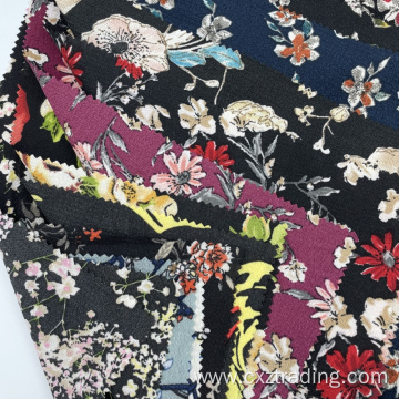 Lightweight Polyester Spandex Floral Printing Ghost Crepe